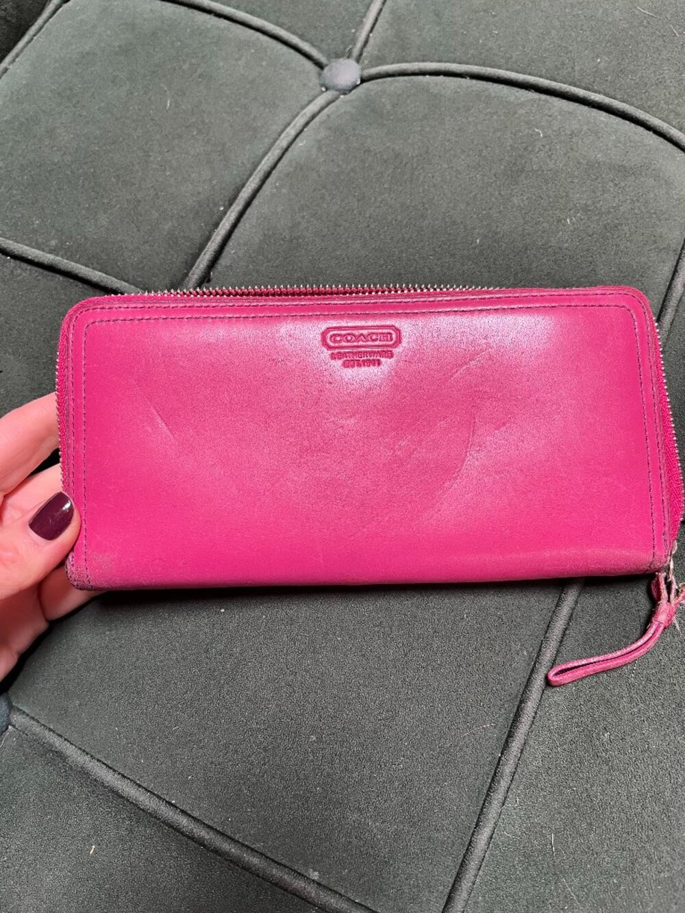Coach Pink Leather Zip Around Wallet Y2K Vintage